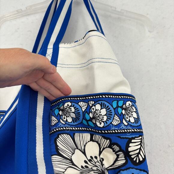 Vera Bradley Tote Blue Bayou Large Open Top Shoulder Bag Beach Travel Weekend - Picture 5 of 12